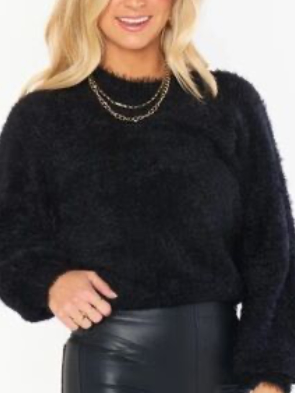 Show Me Your MuMu Black Fuzzy Crewneck Sweater